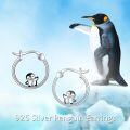 wholesale 925 Sterling Silver Penguin Hoop Earrings - Adorable Gift for Her-0-5