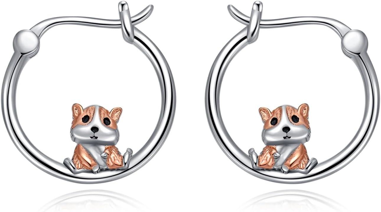 wholesale 925 Sterling Silver Corgi Dog Hoop Earrings for Girls and Women - Adorable Pet  Idea-0-0