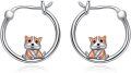 wholesale 925 Sterling Silver Corgi Dog Hoop Earrings for Girls and Women - Adorable Pet  Idea-0-0