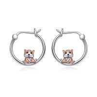 wholesale 925 Sterling Silver Cute Corgi Dog Two Tone Rose Gold Hoop Earrings-Guinea Pig