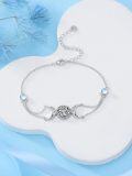 wholesale 925 Sterling Silver Celtic Knot Moon Phase Anklet with Blue Opal Beads and Swirl Design-0-2