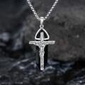 wholesale 925 Sterling Silver Black Onyx Triangle Jesus Christ Crucifix Pendant Necklaces for Men & Women - Religious Jewelry with Chain (24)-0-2