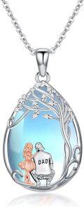 wholesale 925 Sterling Silver Tree of Life Blue Moonstone Pendant Family Gift for Dad and Daughter/Son-0-0
