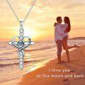 wholesale 925 Sterling Silver 925 Crystal Heart Projection Cross Necklace with Custom Photo Engraving for Women and Girls-0-2