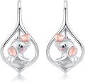wholesale 925 Sterling Silver Elephant Heart Pink Stone Drop Dangle Hook Earrings for Women Girls-0-0