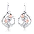 wholesale 925 Sterling Silver Cute Elephant Heart Moonstone Drop Earrings Rose Gold Plated-0-0