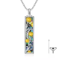 TOUPOP Sterling Silver You Are My Sunshine Sunflower Urn Ashes Pendant Necklace Jewelry Christmas Valentine Mothers Day Birthday Gifts for Women -undefined