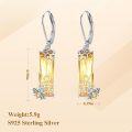 wholesale 925 Sterling Silver Citrine Honeycomb Bee Dangle Earrings for Women Gift-0-4