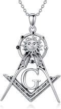 wholesale 925 Sterling Silver Freemason G Logo with Sun and Moon Pendant Necklace for Women & Men-0-0