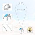 wholesale 925 Sterling Silver Blue Opal Sea Turtle Pendant Necklace with CZ Accents and Extender Chain (14+3)-0-1