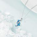 wholesale 925 Sterling Silver Blue Enamel Dolphin Pendant Necklace for Women-0-3