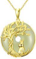 wholesale Jade Necklace For Women 14k Gold Plated Sterling Silver Tree Of Life Animal Pendant Good Fortune Jewelry Christmas Gifts For Women Mom Wife -0-0