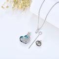 wholesale 925 Sterling Silver Blue Crystal Peacock Cremation Pendant Necklace for Ashes Keepsake Jewelry-0-2