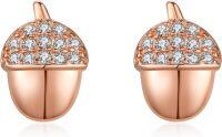 wholesale 925 Sterling Silver Plated Rose Gold Acorn Crystal Stud Earrings for Women Girls  Ideas-Acorn