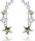 wholesale 925 Sterling Silver Green Stone Star CZ Ear Climber Earrings for Women Girls -0-0