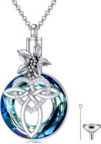 wholesale Sterling Silver Crystal Celtic Knot Heart Ashes Memorial Necklace for Women-12-December-Holly