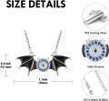 wholesale 925 Sterling Silver Evil Eye Bat Pendant Necklace - Halloween Jewelry for Women-0-4