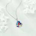 TOUPOP Sterling Silver Crystal Red Cardinal Memorial Tree Pendant Jewelry-0-3