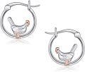 wholesale 925 Sterling Silver Chicken Hoop Earrings Animal s for Women Hypoallergenic -0-0