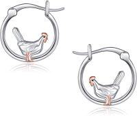 wholesale 925 Sterling Silver Chicken Hoop Earrings Animal s for Women Hypoallergenic -Chicken2