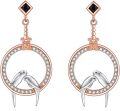 wholesale 925 Sterling Silver Black Cubic Zirconia Lovebirds Circle Drop Earrings Leverback -0-0