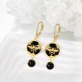 wholesale 925 Sterling Silver Black Onyx Honeybee Drop Dangle Earrings for Women Girls  4cm Long-0-5