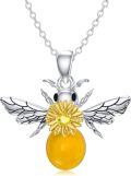 wholesale 925 Sterling Silver CZ Gold Plated Honeycomb Bee Pendant Necklace s for Women Girls Wife-0-6