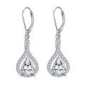 wholesale 925 Sterling Silver 3 ct Moissanite D VVS Tear Drop Halo Leverback Earrings-0-1