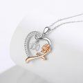 wholesale 925 Sterling Silver Cubic Zirconia Heart Rose Necklace for Women's 100th Birthday Gift - Elegant 22mm Pendant with 45cm Chain & Gift Box-0-2