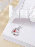 wholesale 925 Sterling Silver 925 Red Cardinal in Heart Pendant Necklace for Women and Girls-0-2