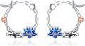 wholesale 925 Sterling Silver Blue Enamel Flower Hoop Earrings for Women-0-0