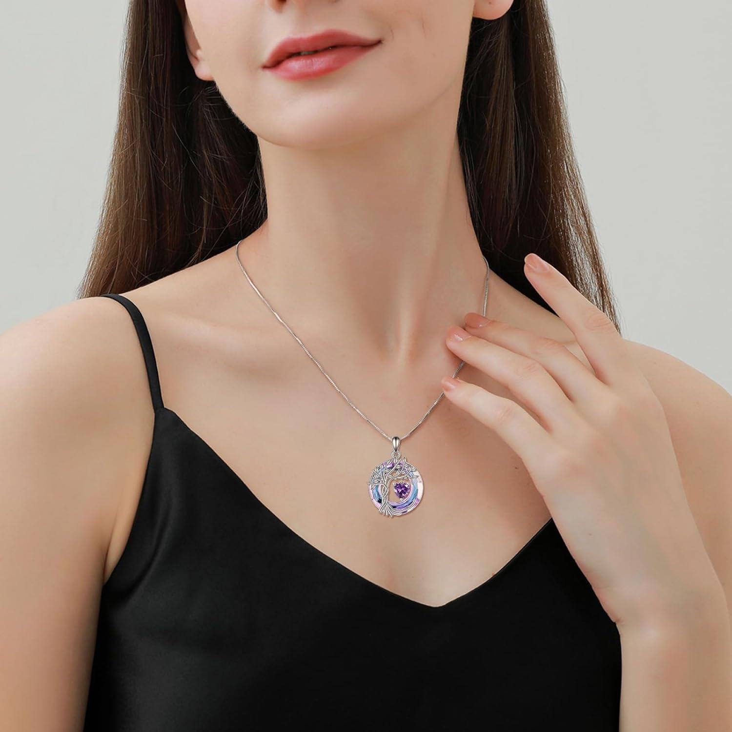Sterling Silver Crystal Tree of Life Necklace for Women-0-3