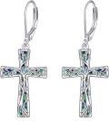 wholesale 925 Sterling Silver Abalone Shell Tree of Life Cross Leverback Earrings-0-0