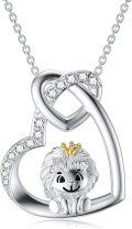 wholesale 925 Sterling Silver Heart-Shaped Lion Pendant Necklace for Women Mothers' Day Gift-0-0