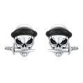 wholesale 925 Sterling Silver Red Stone Pirate Skull Stud Earrings for Men & Women-0-0