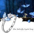 wholesale 925 Sterling Silver Crystal Adjustable Eternal Love Ring, Butterfly Necklace Set, Elegant Gift for Women-0-2