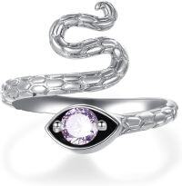 wholesale 925 Sterling Silver Adjustable Snake Band Ring Jewelry Gift for Women-06 June - Alexandrite