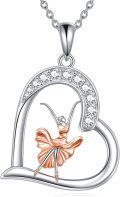 wholesale 925 Sterling Silver Ballerina in Heart Pendant Necklace for Women-0-0