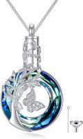 wholesale TOUPOP Tree Of Life Urn Necklace For Ashes Sterling Silver Butterfly Cremation Jewelry For Ashes Memorial Pendant Jewelry For Women(tree Of Life & Butterfly) -0-0