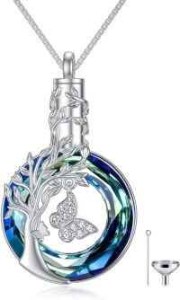 wholesale TOUPOP Tree Of Life Urn Necklace For Ashes Sterling Silver Butterfly Cremation Jewelry For Ashes Memorial Pendant Jewelry For Women(tree Of Life & Butterfly) -undefined