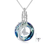 TOUPOP Sterling Silver Tree Of Life Butterfly Cremation Urn Necklace-undefined