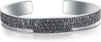 wholesale Sterling Silver Poiuy Inspirational Strength Mantra Cuff Bracelet Set-for mom