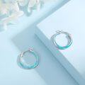 wholesale 925 Sterling Silver Blue Fire Opal CZ Huggie Hoop Earrings for Women-0-1