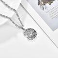 wholesale 925 Sterling Silver Moon & Wolf Pendant Necklace w/ Celtic Knots and Gemstone - Gifts for Her-0-1
