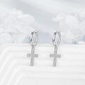wholesale 925 Sterling Silver Black Cross/Hanging Hoop Earrings for Men Women-0-13