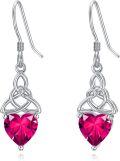 wholesale 925 Sterling Silver Heart Birthstone Celtic Knot Dangle Leverback Earrings-0-89