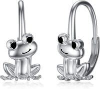 wholesale 925 Sterling Silver Hypoallergenic Frog Stud Hoop Leverback Earrings s for Women-frog-1