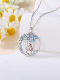 wholesale 925 Sterling Silver 925 Blue Crystal Cat & Tree of Life Pendant Necklace for Women-0-1