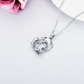 wholesale TOUPOP Dolphin Gifts For Women S925 Sterling Silver Dolphin Necklace With Blue Heart Crystal Ocean Cute Animals Pendant Jewelry Gifts For Women Daughter Birthday -0-2
