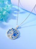 wholesale 925 Sterling Silver Tree Of Life Pendant With Blue Sapphire And Heart-0-2
